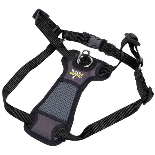 Walk Right Front Connect Padded Dog Harness Black