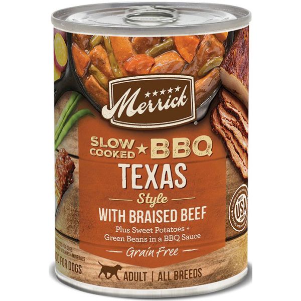 MERRICK Dog Grain Free BBQ Texas Style with Braised Beef 12.7oz can