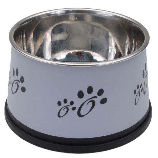 MASLOW Design Series Non Skid Dry Ears Dog Bowl 30oz Grey