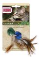 Natural Crinkle Ball with Feather 2pk