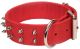 Macho Dog Double-Ply Nylon Spiked Collar with Roller Buckle Red 28in