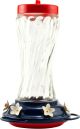 WILD BIRD LOVER'S Patriotic Swirl Glass Hummingbird Feeder 16oz