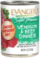 EVANGERS Super Premium LID Venison & Beef Dinner Dog Can 12.5oz