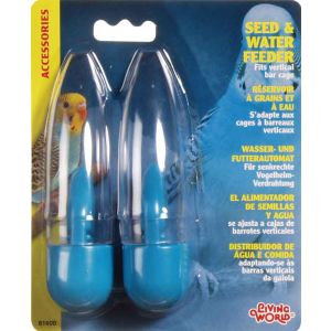 LIVING WORLD Seed and Water Feeders for Vertical Bar Cages 2pk