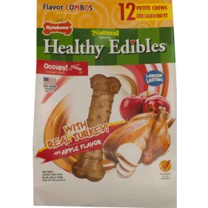 NYLABONE Healthy Edibles Flavor Combo Turkey & Apple Petite 12pk